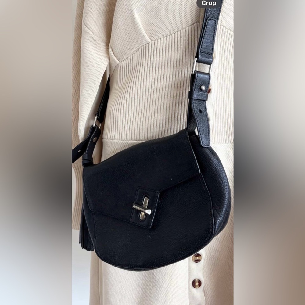 Ela Black Leather crossbody bag